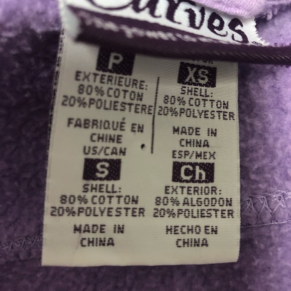 CURVES collared zip up purple hoodie (size S) - Picture 7 of 7